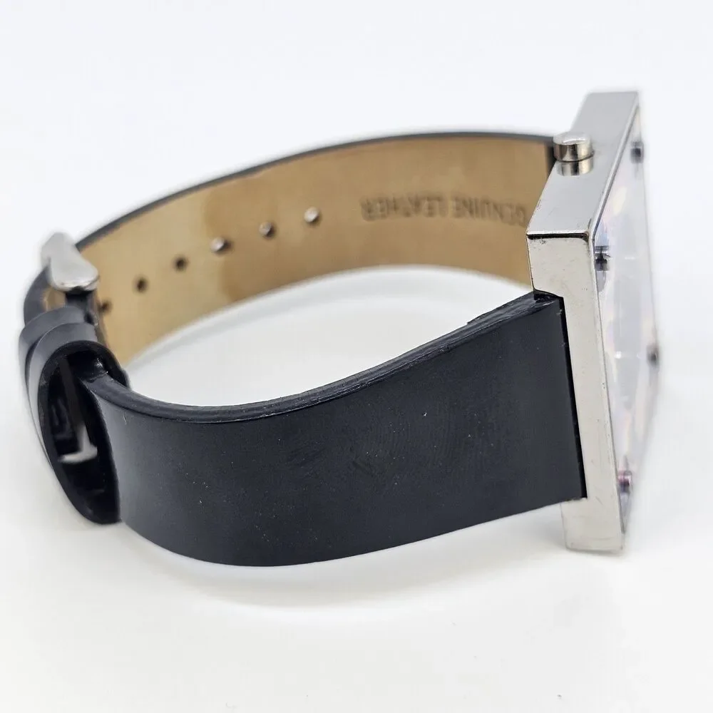TOKYObay Women's Watch 38MM Flowers Square Case Black Leather Bands New‎ Battery